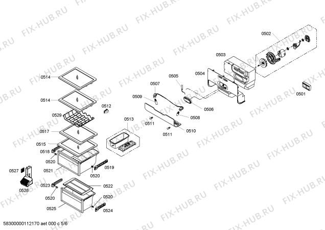 Взрыв-схема холодильника Bosch KAN57V40TI - Схема узла 05