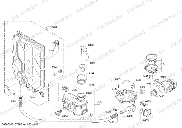 Взрыв-схема посудомоечной машины Siemens SN45L580EU - Схема узла 04