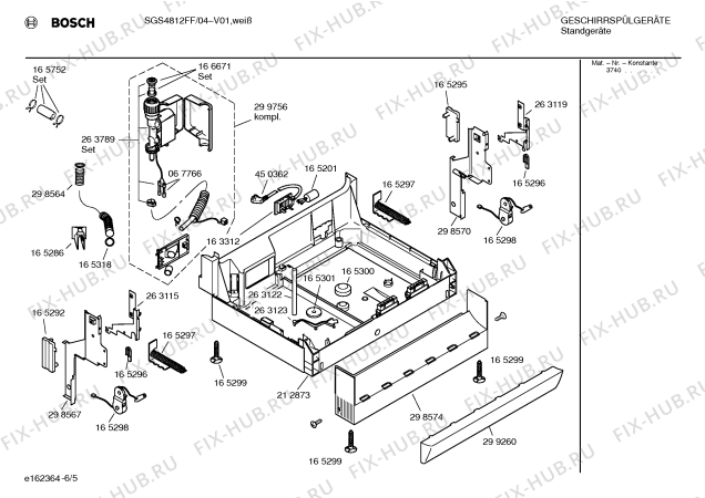 Взрыв-схема посудомоечной машины Bosch SGS4812FF - Схема узла 05