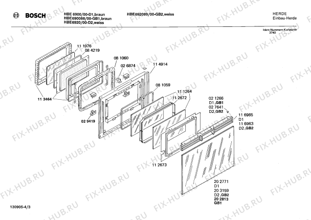 Схема №3 0750462009 HBE6920 с изображением Спиральный нагреватель для плиты (духовки) Bosch 00202770