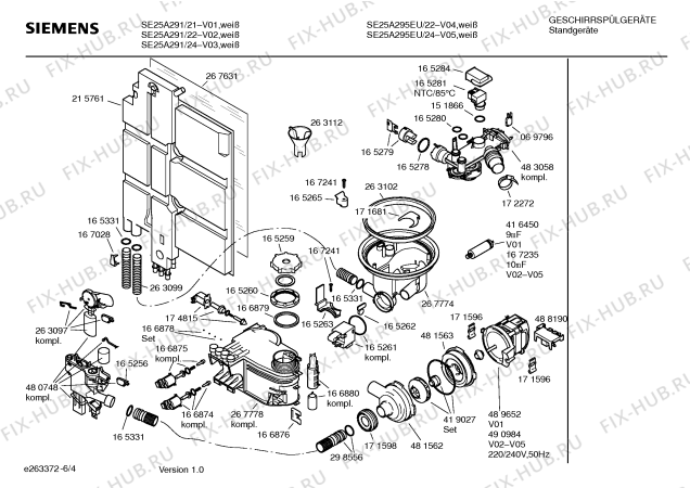 Схема №6 SE26A294EU с изображением Краткая инструкция для посудомойки Bosch 00588571