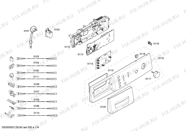 Схема №4 WAE2416SGB -1200 Silver Edition с изображением Панель управления для стиралки Bosch 00660297