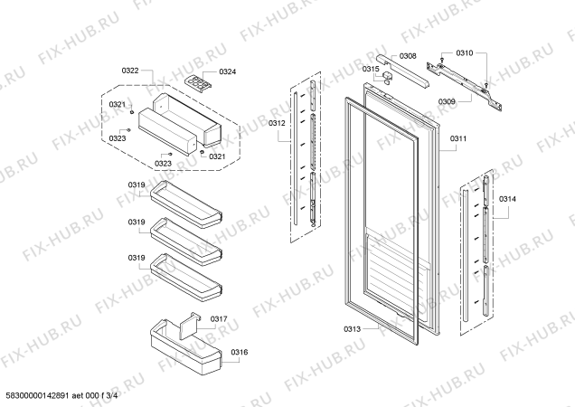 Схема №4 KIF42P60 с изображением Стеклопанель для холодильника Bosch 00676255