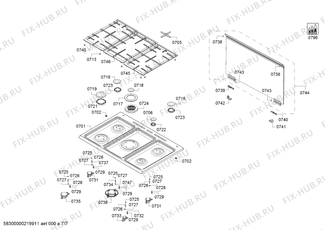 Схема №7 HGK90VQ59M с изображением Решетка для духового шкафа Bosch 11019686