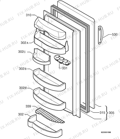 Взрыв-схема холодильника Marijnen CM2835RC - Схема узла Door 003