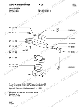 Взрыв-схема холодильника Aeg S152-4 TK - Схема узла Refrigerator cooling system