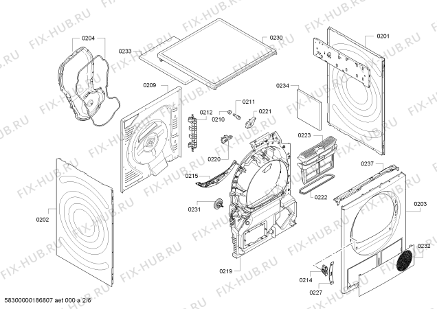 Взрыв-схема сушильной машины Bosch WTW87F90CH Serie 8 SelfCleaning Condenser - Схема узла 02