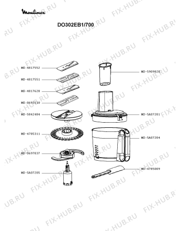 Взрыв-схема кухонного комбайна Moulinex DO302EB1/700 - Схема узла AP003453.4P2