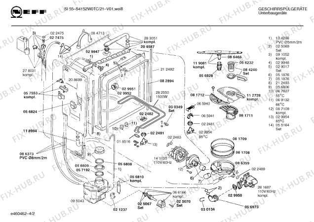 Схема №4 S4152W0TC SI55 с изображением Инструкция по эксплуатации для посудомоечной машины Bosch 00517331