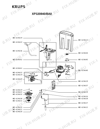 Схема №2 XP320850/BA0 с изображением Корпусная деталь для электрокофемашины Krups MS-624628