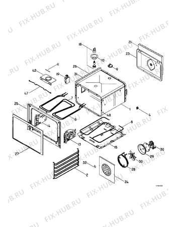 Взрыв-схема плиты (духовки) Zanker ZKB4010UX - Схема узла Functional parts