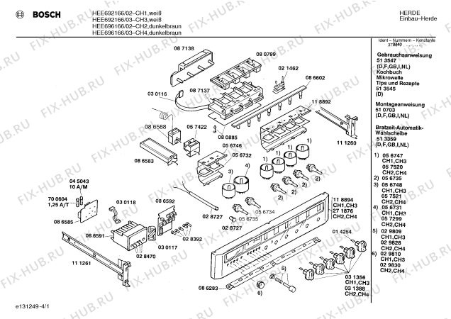 Схема №4 HEE6962CC с изображением Индикатор для плиты (духовки) Bosch 00057521