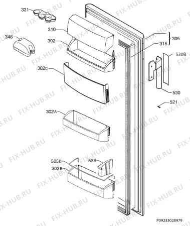 Взрыв-схема холодильника Aeg Electrolux S63800KMW0 - Схема узла Door 003