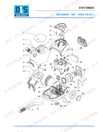 Схема №2 XTCA 170ET с изображением Крышка для пылесоса DELONGHI EM2091