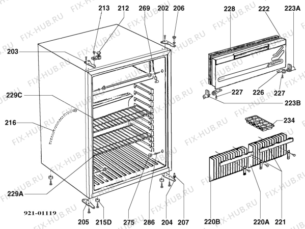 Взрыв-схема холодильника Unknown RM4401L - Схема узла C20 Cabinet  B