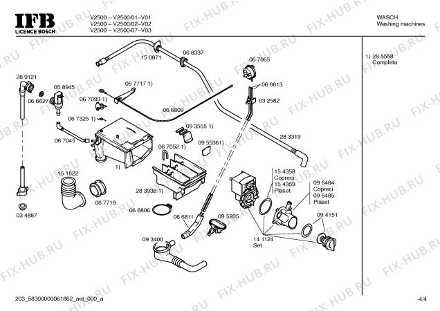 Схема №3 V2500 с изображением Инструкция по эксплуатации для стиральной машины Bosch 00517494