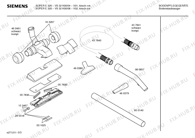 Взрыв-схема пылесоса Siemens VS32K00 SUPER E 320 - Схема узла 03