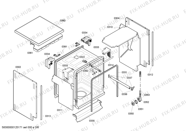 Схема №6 SE24M851GB с изображением Передняя панель для посудомойки Siemens 00665368