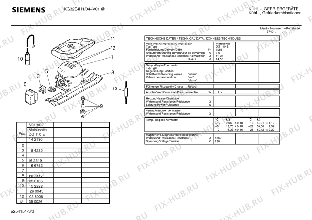 Схема №3 KG32E4H1 с изображением Инструкция по эксплуатации для холодильника Siemens 00589378