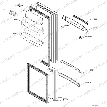 Взрыв-схема холодильника Arthurmartinelux ANA34305S - Схема узла Door 003