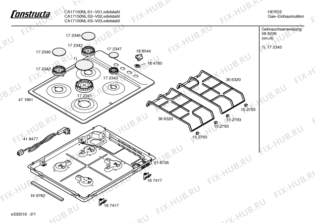 Схема №2 CA17150NL Constructa с изображением Варочная панель для плиты (духовки) Bosch 00471961