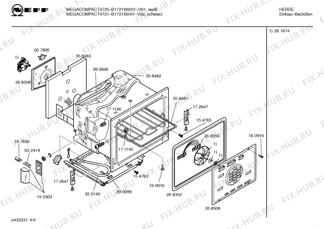 Схема №4 B1721S0 Mega compact 4721 с изображением Инструкция по эксплуатации для плиты (духовки) Bosch 00525265