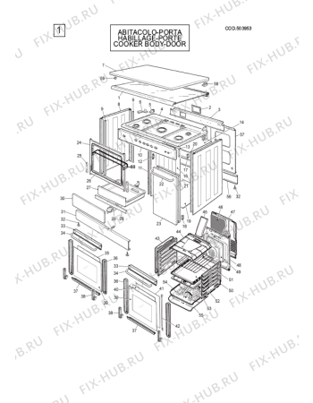 Схема №1 C97SG1XEXCKD (F066931) с изображением Ящик для плиты (духовки) Indesit C00287088