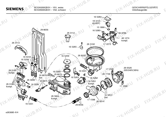 Взрыв-схема посудомоечной машины Siemens SE53A200GB - Схема узла 04