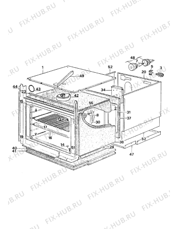 Взрыв-схема плиты (духовки) Electrolux CO1155W1 - Схема узла Internal panels