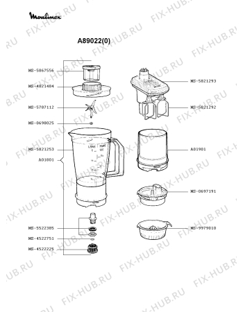 Взрыв-схема кухонного комбайна Moulinex A89022(0) - Схема узла LP000149.7P2