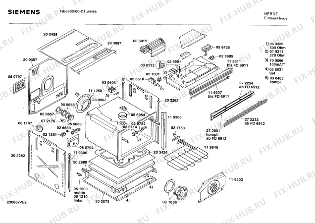 Взрыв-схема плиты (духовки) Siemens HE6802 - Схема узла 02