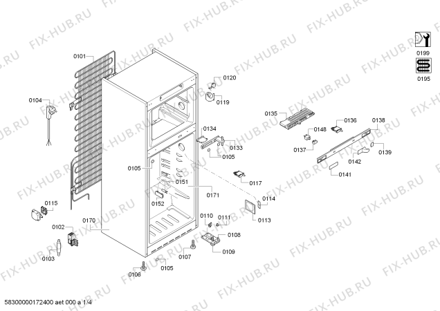 Схема №4 KD46NAI30N с изображением Плата для холодильника Bosch 00707583