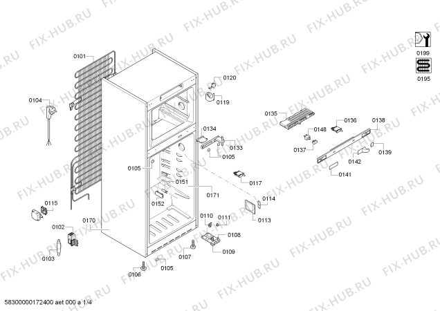 Схема №4 KD46NAI30N с изображением Крышка для холодильной камеры Siemens 00685973