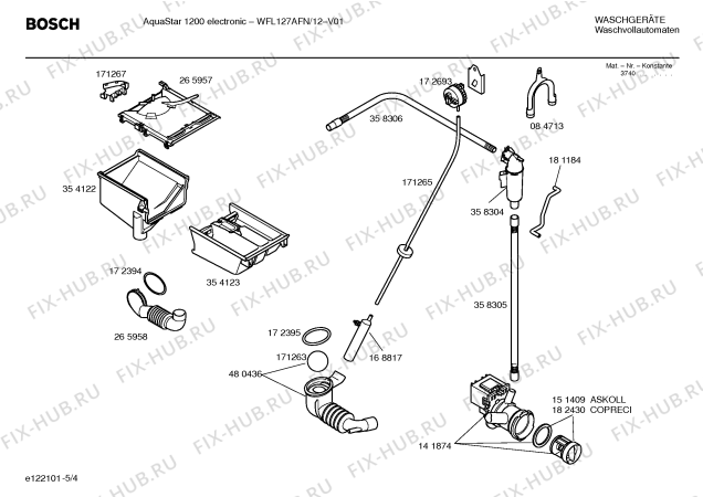 Схема №4 WFL127AFN AquaStar 1200 electronic с изображением Ручка для стиралки Bosch 00483886