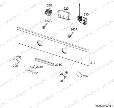 Взрыв-схема плиты (духовки) Electrolux EBGL3XDCN - Схема узла Command panel 037