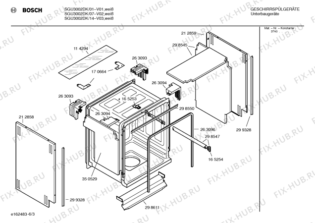 Взрыв-схема посудомоечной машины Bosch SGU3002DK - Схема узла 03
