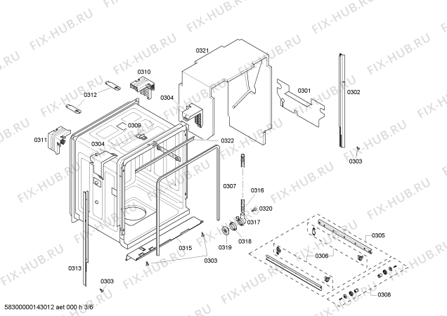 Взрыв-схема посудомоечной машины Bosch SHX45P06UC - Схема узла 03