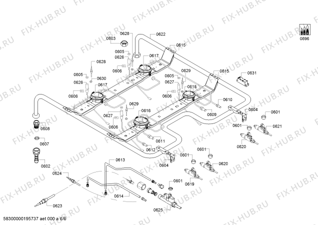 Взрыв-схема плиты (духовки) Bosch HGA233220R - Схема узла 06