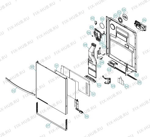 Взрыв-схема посудомоечной машины Asko D5893 XXL IL   -SS Bi Soft (339358, DW70.4) - Схема узла 05