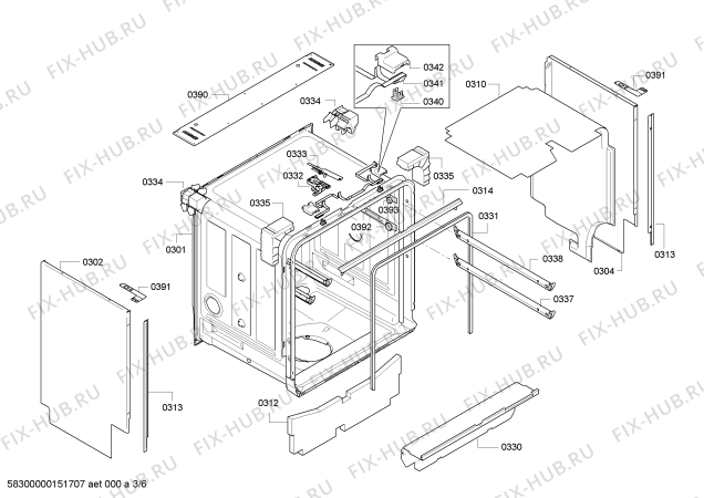 Схема №6 SMI69T65EU с изображением Передняя панель для посудомоечной машины Bosch 00703078