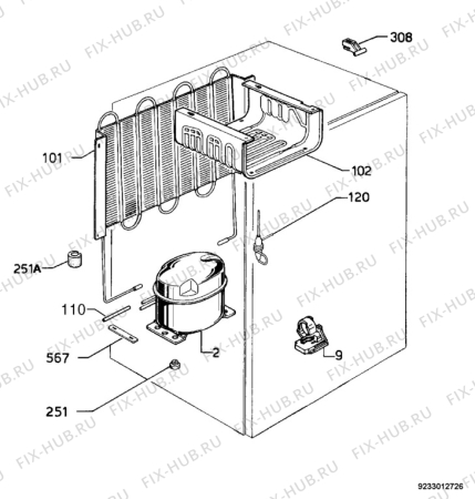 Взрыв-схема холодильника Rex Electrolux FI161B - Схема узла Cooling system 017