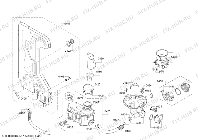 Взрыв-схема посудомоечной машины Siemens SN414W02AS, iQ100 - Схема узла 04