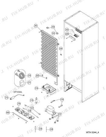Схема №4 WTH5244 NFM с изображением Петля (защелка) для холодильной камеры Whirlpool 482000096462