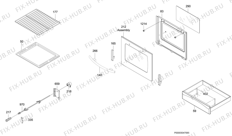 Взрыв-схема плиты (духовки) Electrolux EKG60101X - Схема узла Section 3