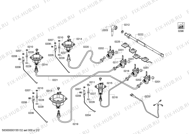 Схема №2 ER64121LT с изображением Газовый кран для духового шкафа Bosch 00659295