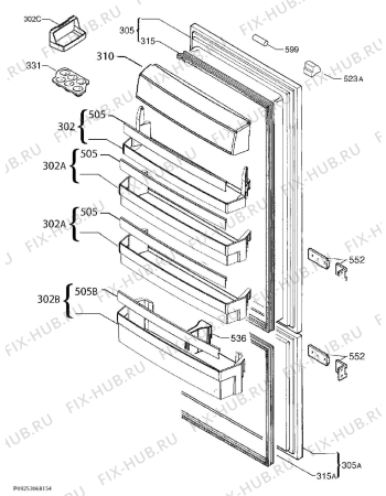 Взрыв-схема холодильника Husqvarna Electrolux QRT325I - Схема узла Door 003