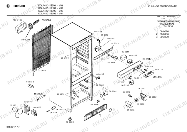 Схема №4 KGU4100IE с изображением Инструкция по эксплуатации для холодильника Bosch 00517239