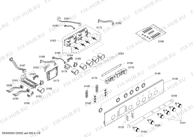 Схема №5 HEN730551 с изображением Панель управления для духового шкафа Bosch 00665336