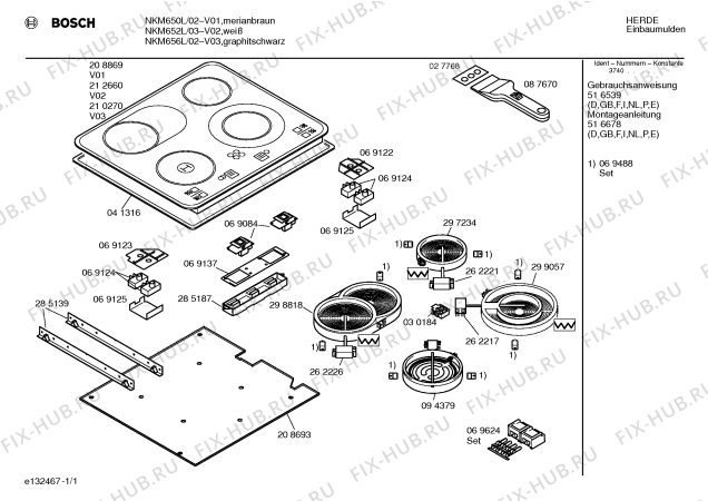 Схема №1 NKM610G с изображением Уплотнитель для плиты (духовки) Bosch 00069137