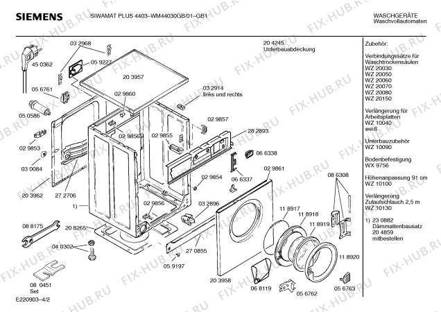 Взрыв-схема стиральной машины Siemens WM44030GB SIWAMAT PLUS 4403 - Схема узла 02